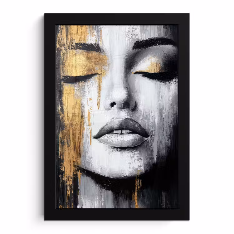 Poster met lijst - Gezicht - Vrouw - Penseelstreken - Abstract — 1