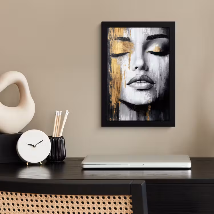 Poster met lijst - Gezicht - Vrouw - Penseelstreken - Abstract — 3