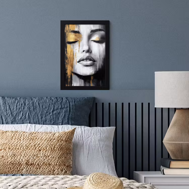 Poster met lijst - Gezicht - Vrouw - Penseelstreken - Abstract — 4