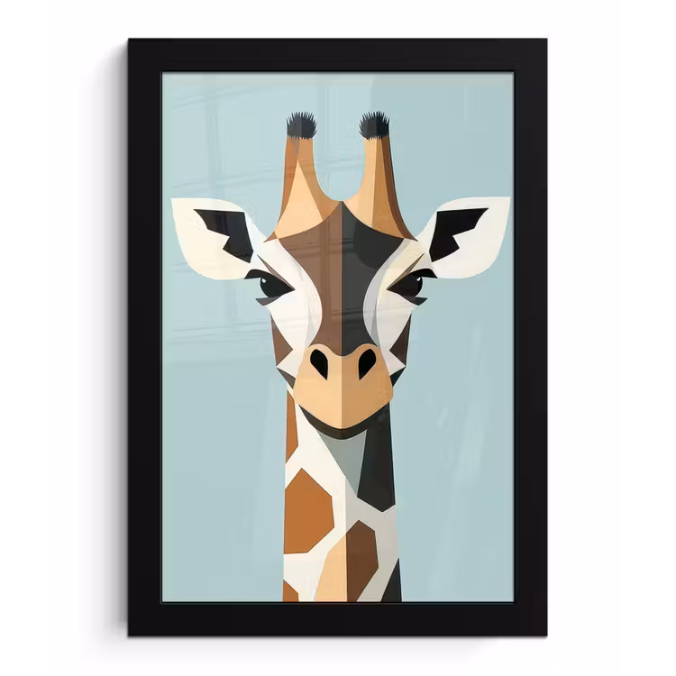 Poster met lijst - Giraffe - Illustratie - Bruin - Minimalistisch — 1