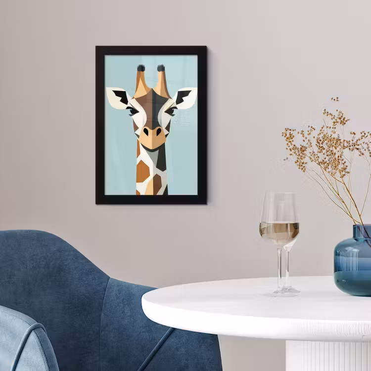 Poster met lijst - Giraffe - Illustratie - Bruin - Minimalistisch — 2