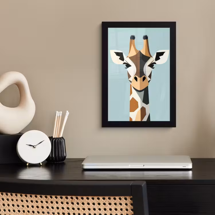 Poster met lijst - Giraffe - Illustratie - Bruin - Minimalistisch — 3