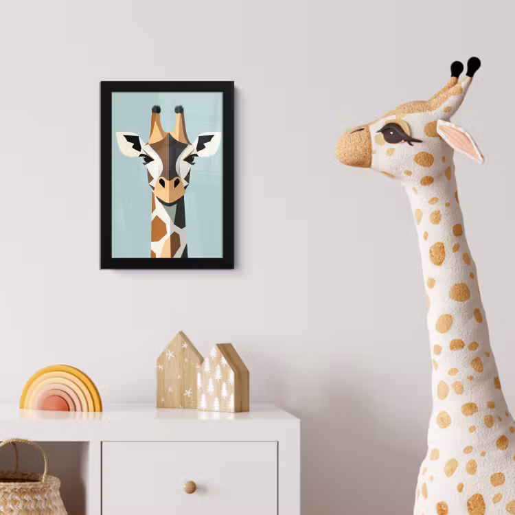 Poster met lijst - Giraffe - Illustratie - Bruin - Minimalistisch — 5
