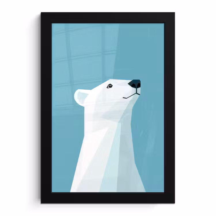 Poster met lijst - Ijsbeer - Lichtblauw - Minimalistisch — 1