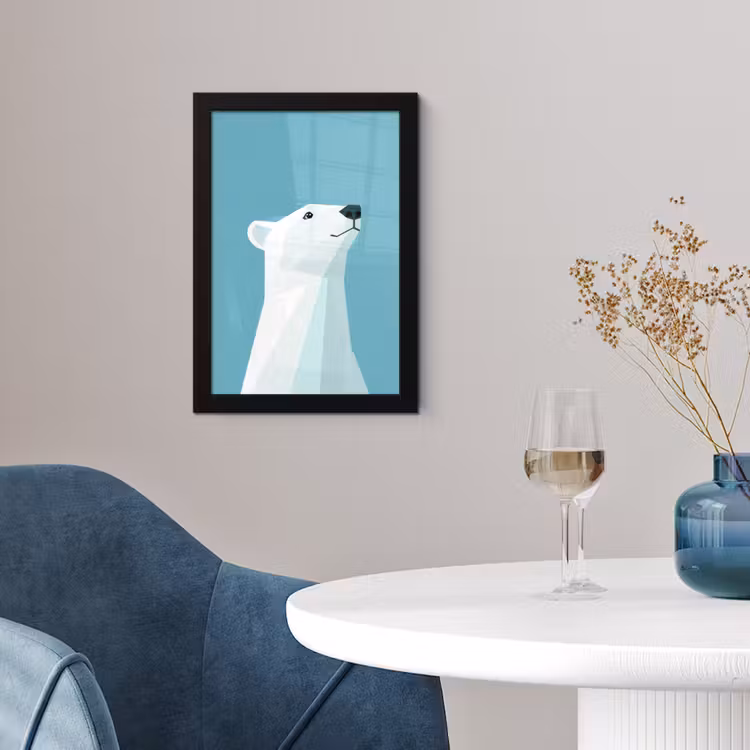Poster met lijst - Ijsbeer - Lichtblauw - Minimalistisch — 2