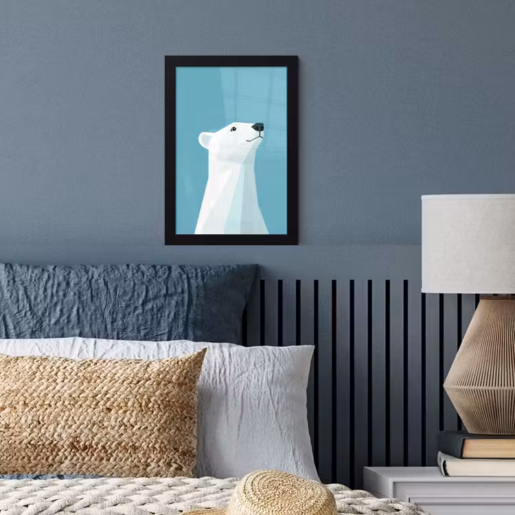 Poster met lijst - Ijsbeer - Lichtblauw - Minimalistisch — 4