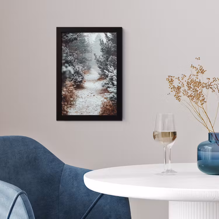 Poster met lijst - Bos - Winter - Bomen - Natuur - Pad - Sneeuw — 2