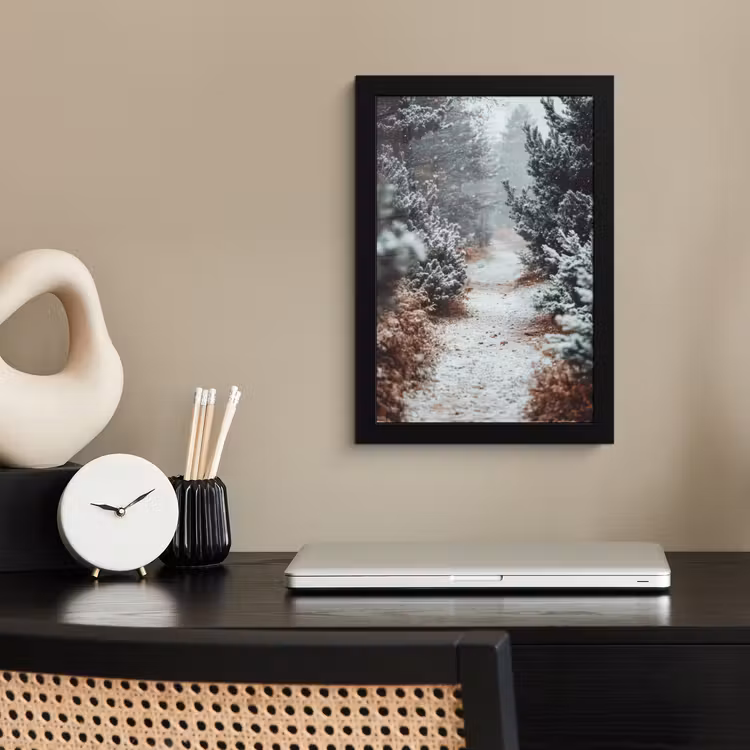 Poster met lijst - Bos - Winter - Bomen - Natuur - Pad - Sneeuw — 3
