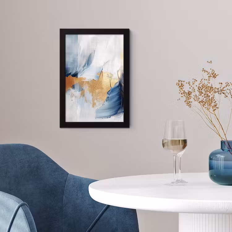 Poster met lijst - Goud - Blauw - Watercolor - Kunst - Modern — 2