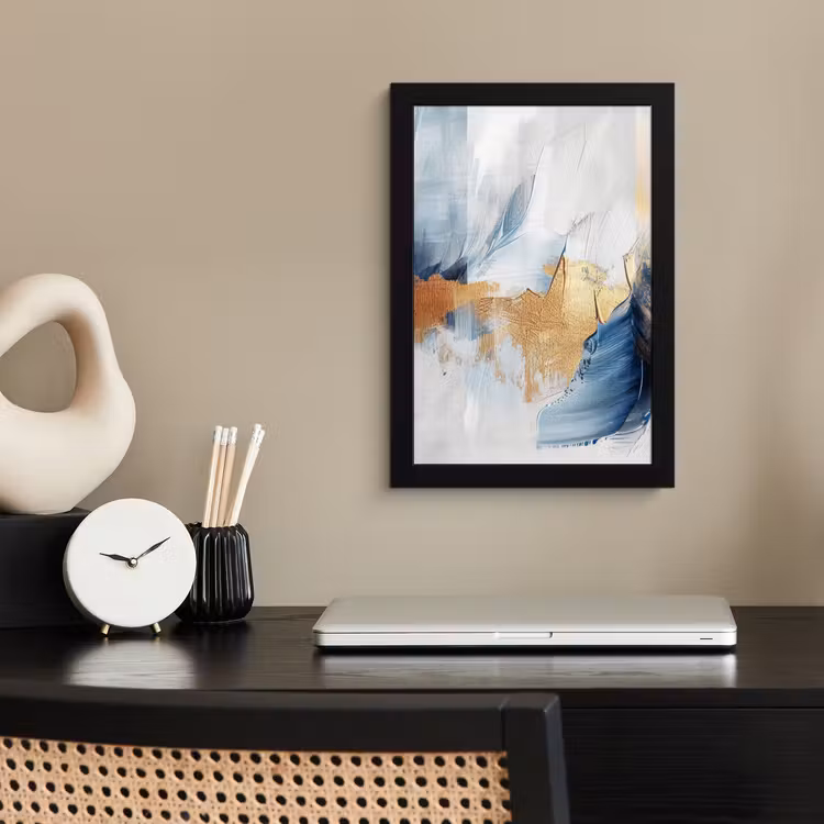 Poster met lijst - Goud - Blauw - Watercolor - Kunst - Modern — 3
