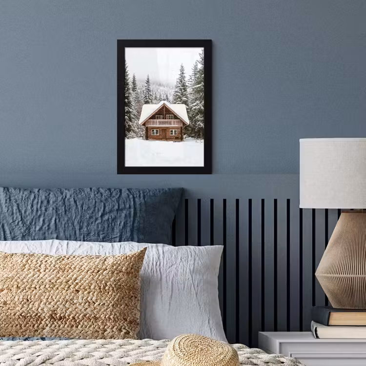 Poster met lijst - Huis - Bos - Winter - Natuur - Sneeuw — 4