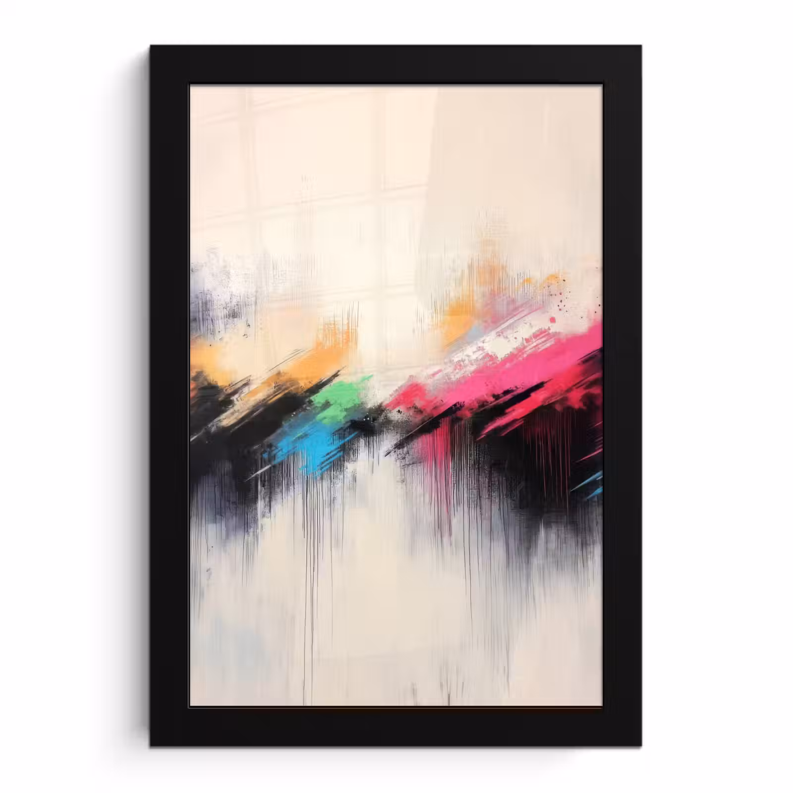Poster met lijst - Dynamisch - Abstract - Kleurrijk - Zwart — 1