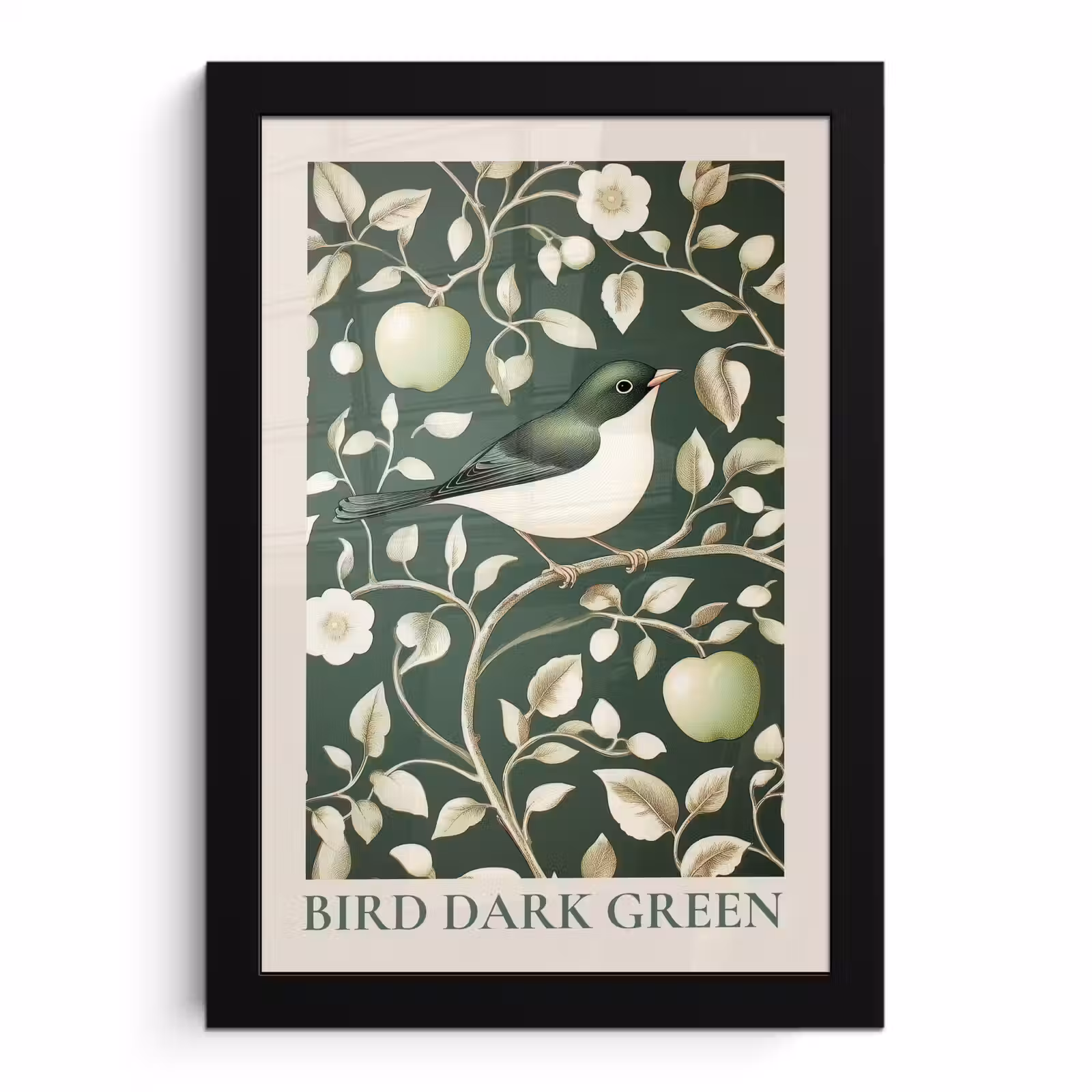 Poster met lijst - Groen - Vogel - Bloemen — 1