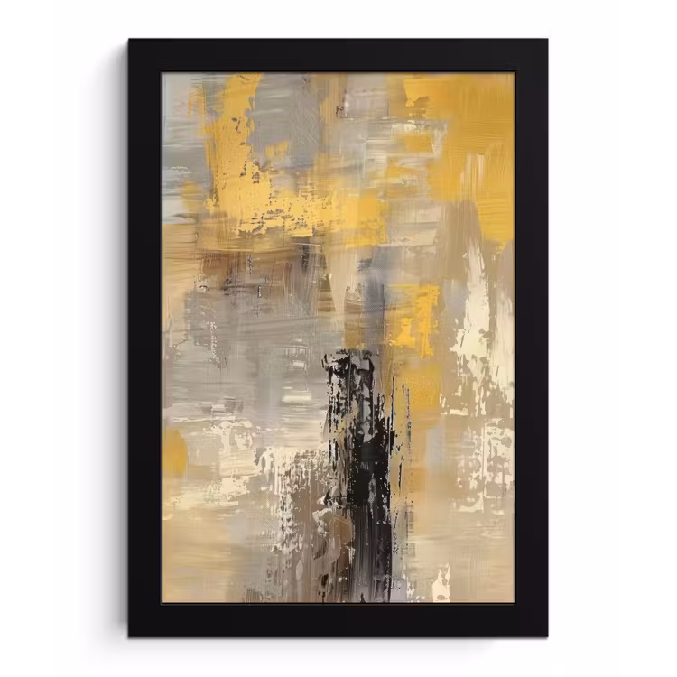 Poster met lijst - Abstract - Geel - Modern - Beige — 1