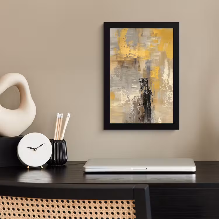 Poster met lijst - Abstract - Geel - Modern - Beige — 3