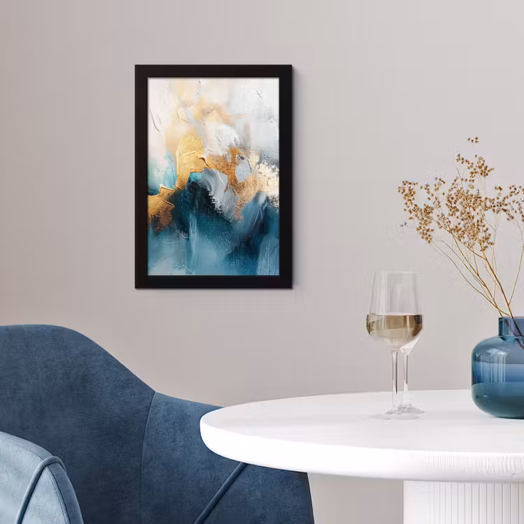 Poster met lijst - Abstract - Kunst - Gold - Blauw — 2
