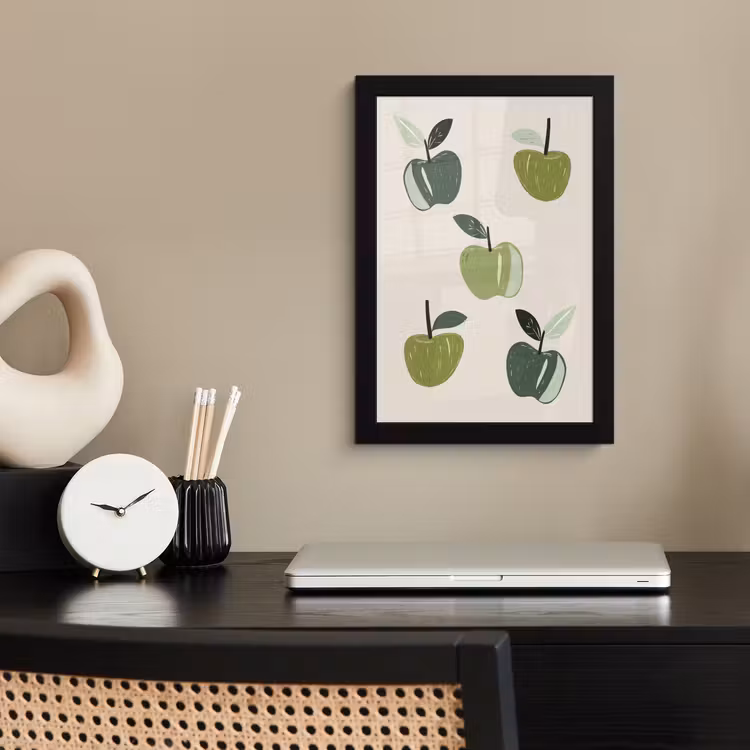 Poster met lijst - Appels - Groen - Illustratie - Bladeren — 3