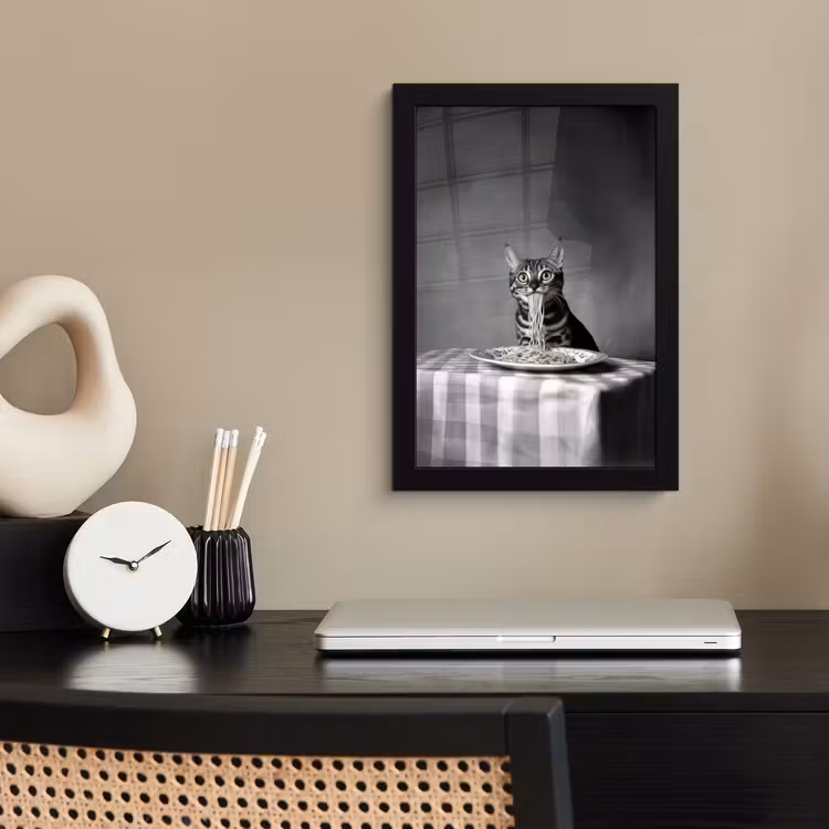 Poster met lijst - Bengaal - Kat - Tafelkleed - Zwart - Wit - Dier — 3