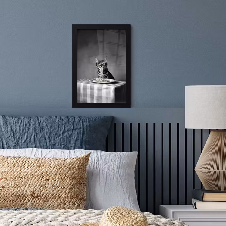Poster met lijst - Bengaal - Kat - Tafelkleed - Zwart - Wit - Dier — 4