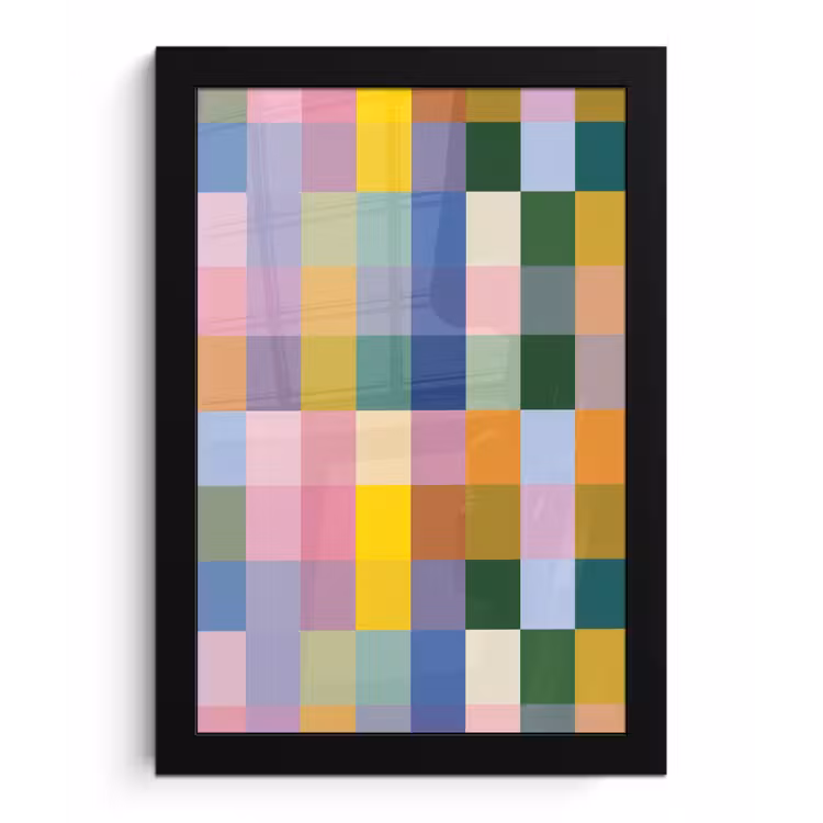 Poster met lijst - Blokken - Vierkant - Patroon - Gekleurd — 1