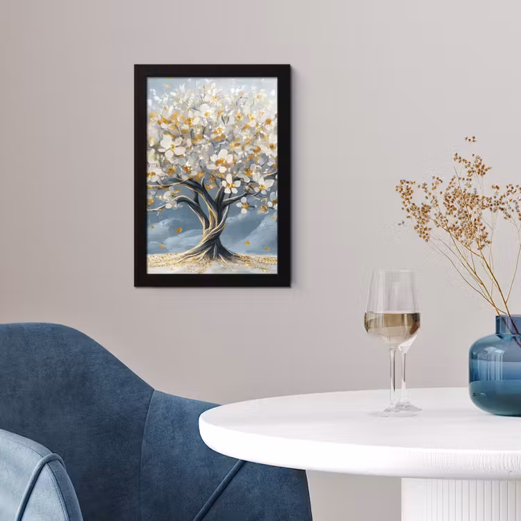 Poster met lijst - Boom - Winter - Levensboom - Modern - Goud — 2