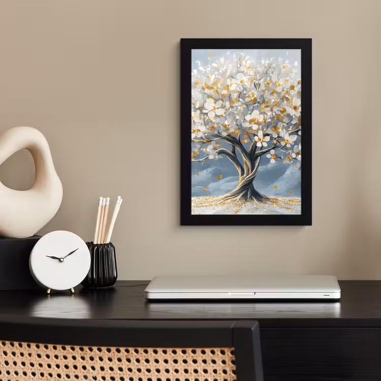 Poster met lijst - Boom - Winter - Levensboom - Modern - Goud — 3