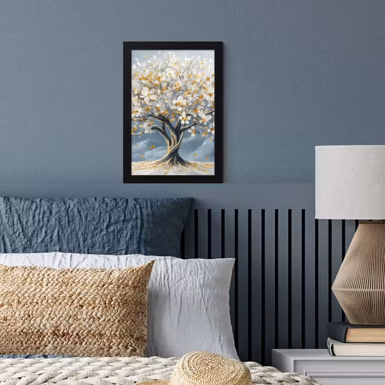 Poster met lijst - Boom - Winter - Levensboom - Modern - Goud — 4