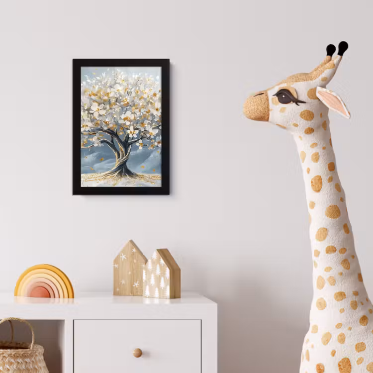 Poster met lijst - Boom - Winter - Levensboom - Modern - Goud — 5