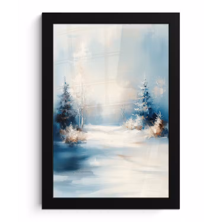 Poster met lijst - Bos - Winter - Natuur - Abstract - Sneeuw — 1