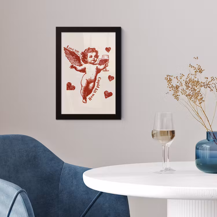 Poster met lijst - Cupido - Hartjes - Rood - Klassiek — 2
