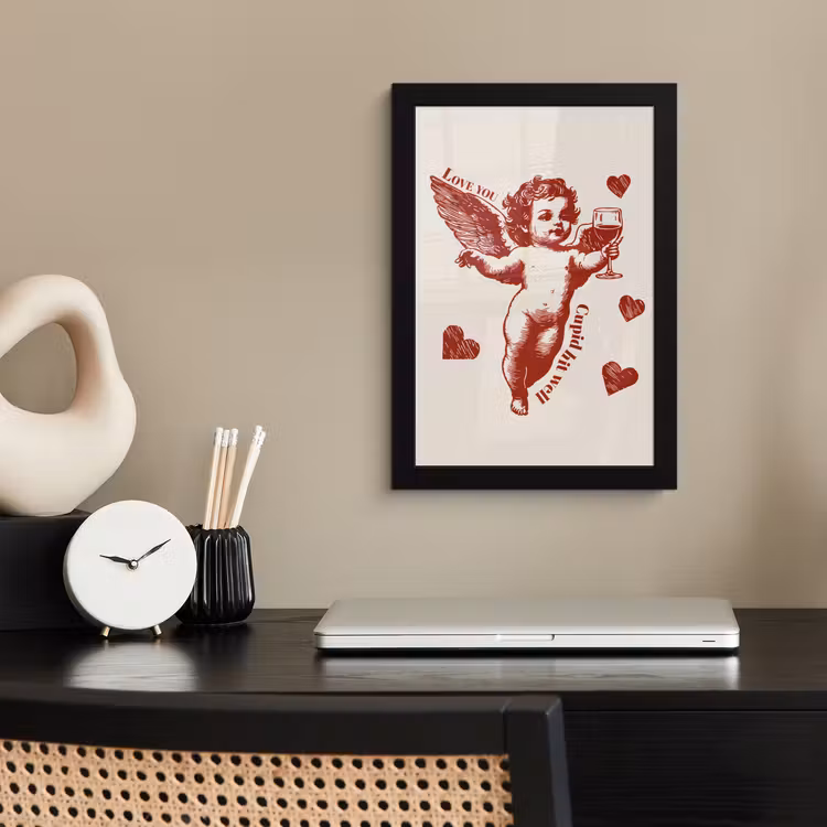 Poster met lijst - Cupido - Hartjes - Rood - Klassiek — 3