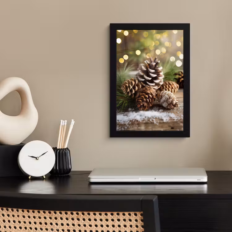 Poster met lijst - Dennenappels - Kerstsfeer - Bruin - Groen — 3