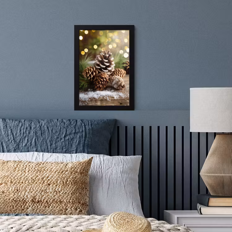 Poster met lijst - Dennenappels - Kerstsfeer - Bruin - Groen — 4