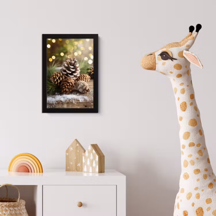 Poster met lijst - Dennenappels - Kerstsfeer - Bruin - Groen — 5