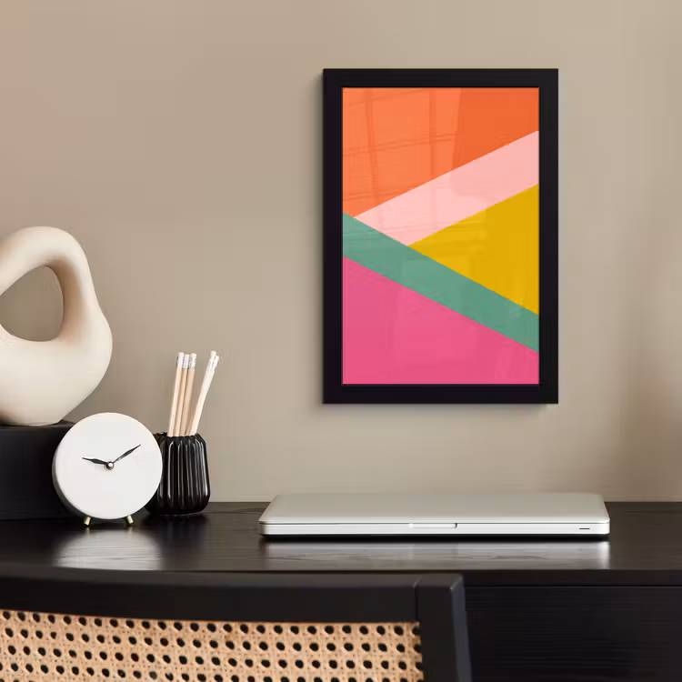 Poster met lijst - Driehoeken - Kleurrijk - Abstract — 3