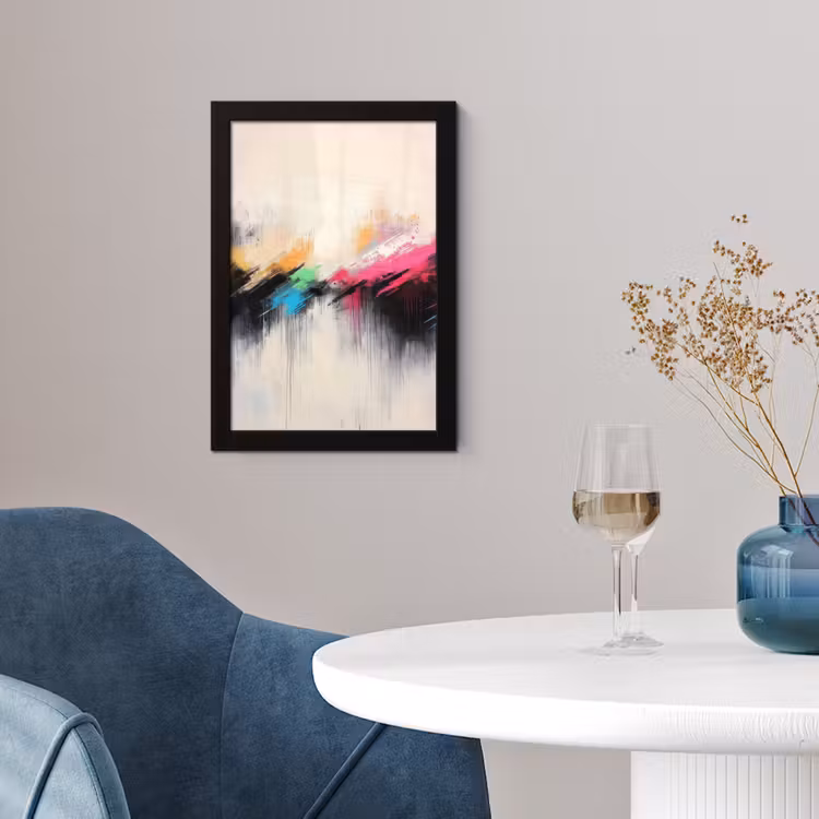 Poster met lijst - Dynamisch - Abstract - Kleurrijk - Zwart — 2