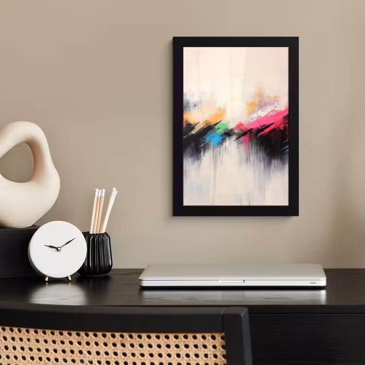 Poster met lijst - Dynamisch - Abstract - Kleurrijk - Zwart — 3