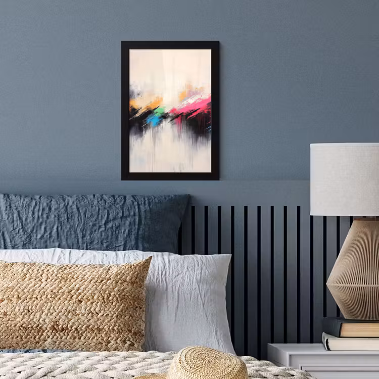 Poster met lijst - Dynamisch - Abstract - Kleurrijk - Zwart — 4