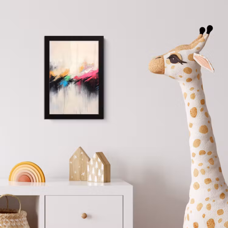Poster met lijst - Dynamisch - Abstract - Kleurrijk - Zwart — 5