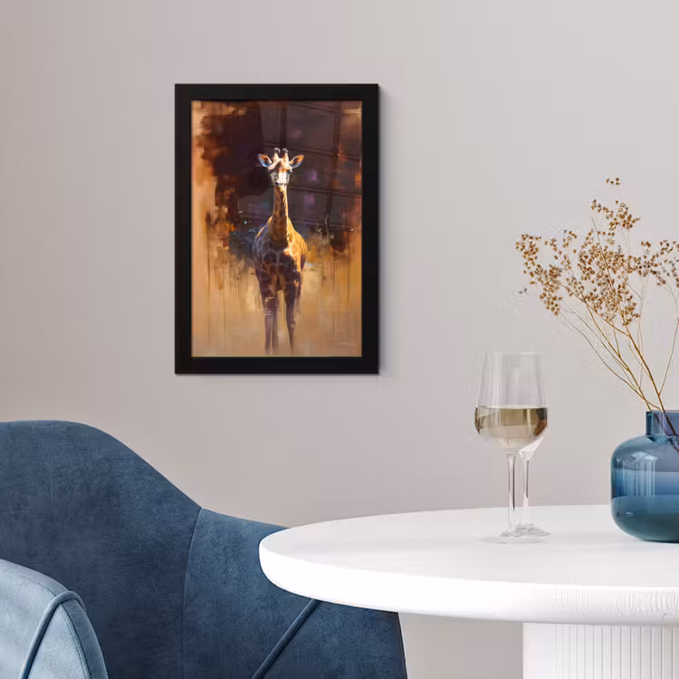 Poster met lijst - Giraf - Bruin - Abstract - Geschilderd — 2