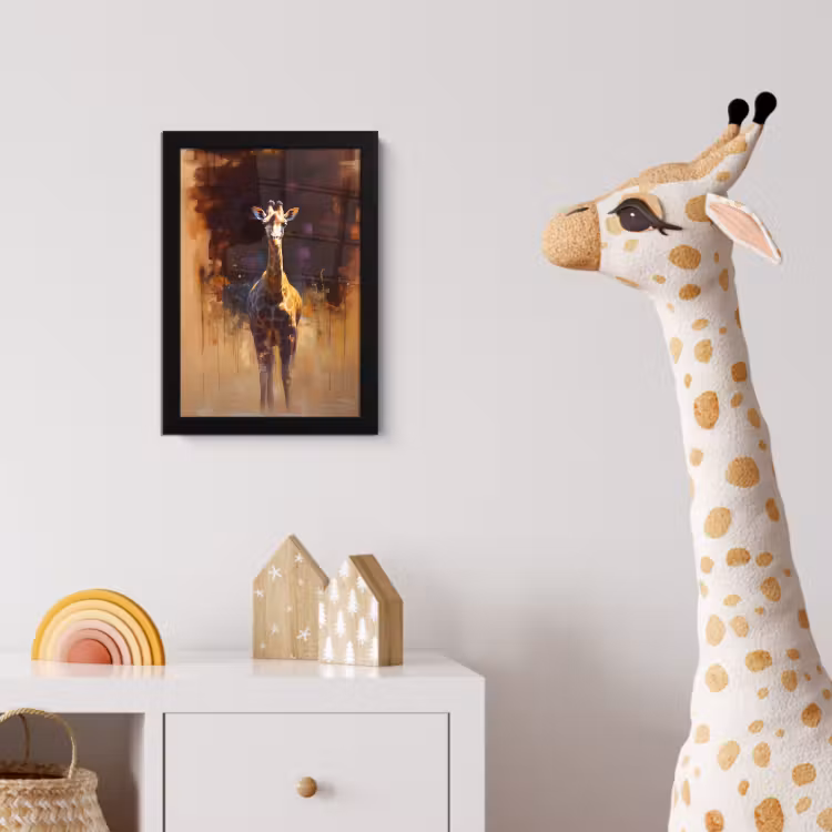 Poster met lijst - Giraf - Bruin - Abstract - Geschilderd — 5