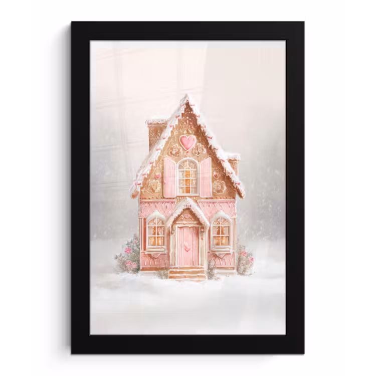 Poster met lijst - Huisje - Suiker - Pastel — 1