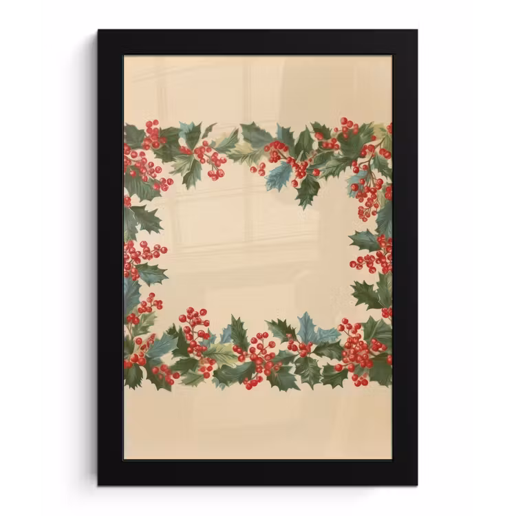Poster met lijst - Hulstrand - Bessen - Beige — 1