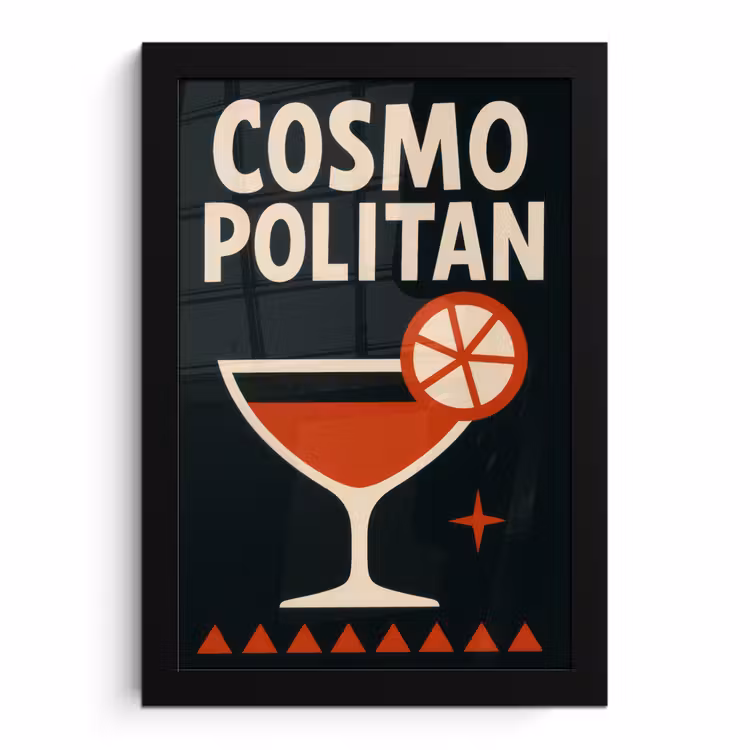 Poster met lijst - Cocktail - Zwart - Illustratie — 1