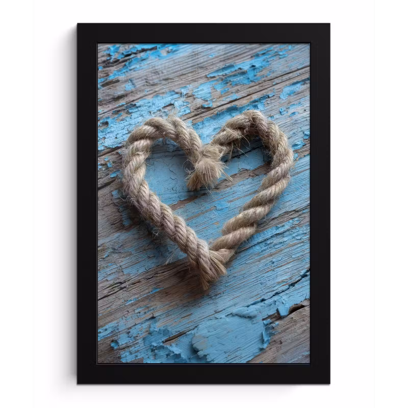 Poster met lijst - Hart - Touw - Hout - Rustiek — 1