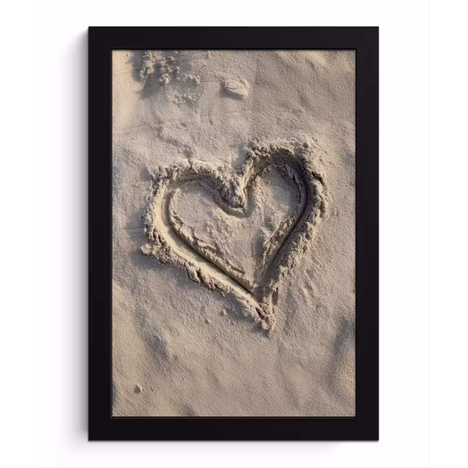 Poster met lijst - Hartvorm - Getekend - Beige - Zand — 1