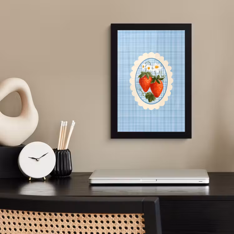Poster met lijst - Aardbeien - Lijst - Rood - Geruit — 3