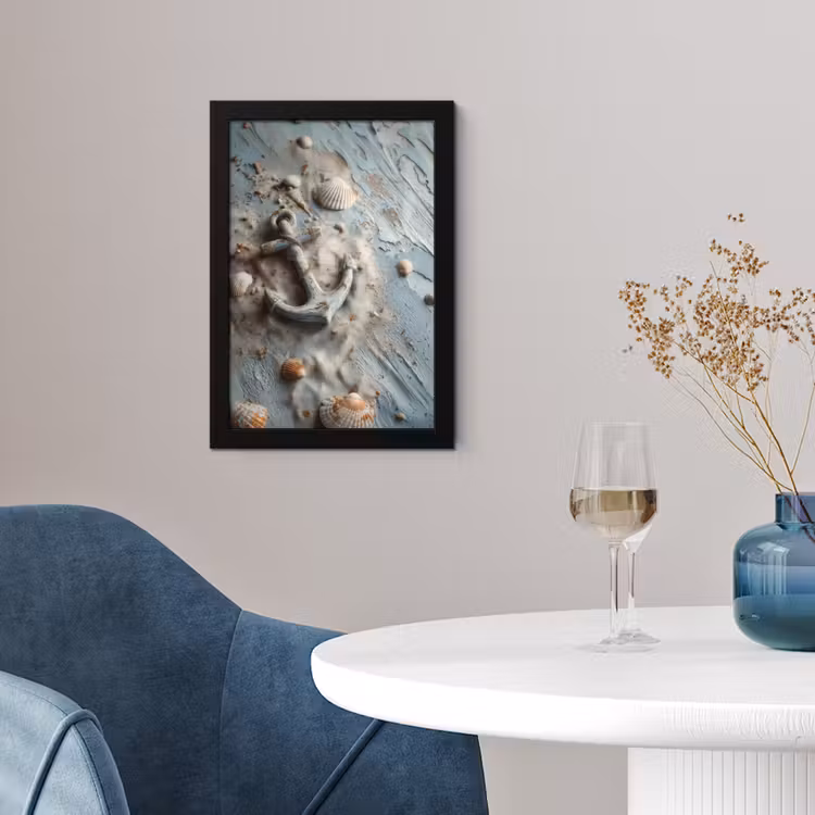 Poster met lijst - Anker - Hout - Schelpen - Zand — 2