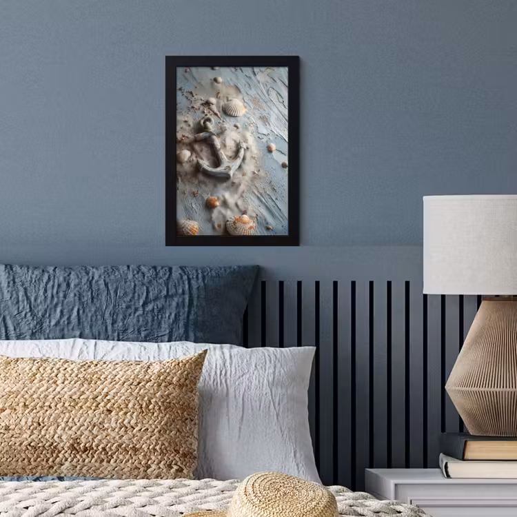Poster met lijst - Anker - Hout - Schelpen - Zand — 4