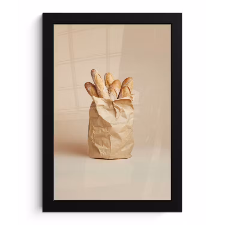 Poster met lijst - Baguette - Brood - Stokbrood - Beige — 1